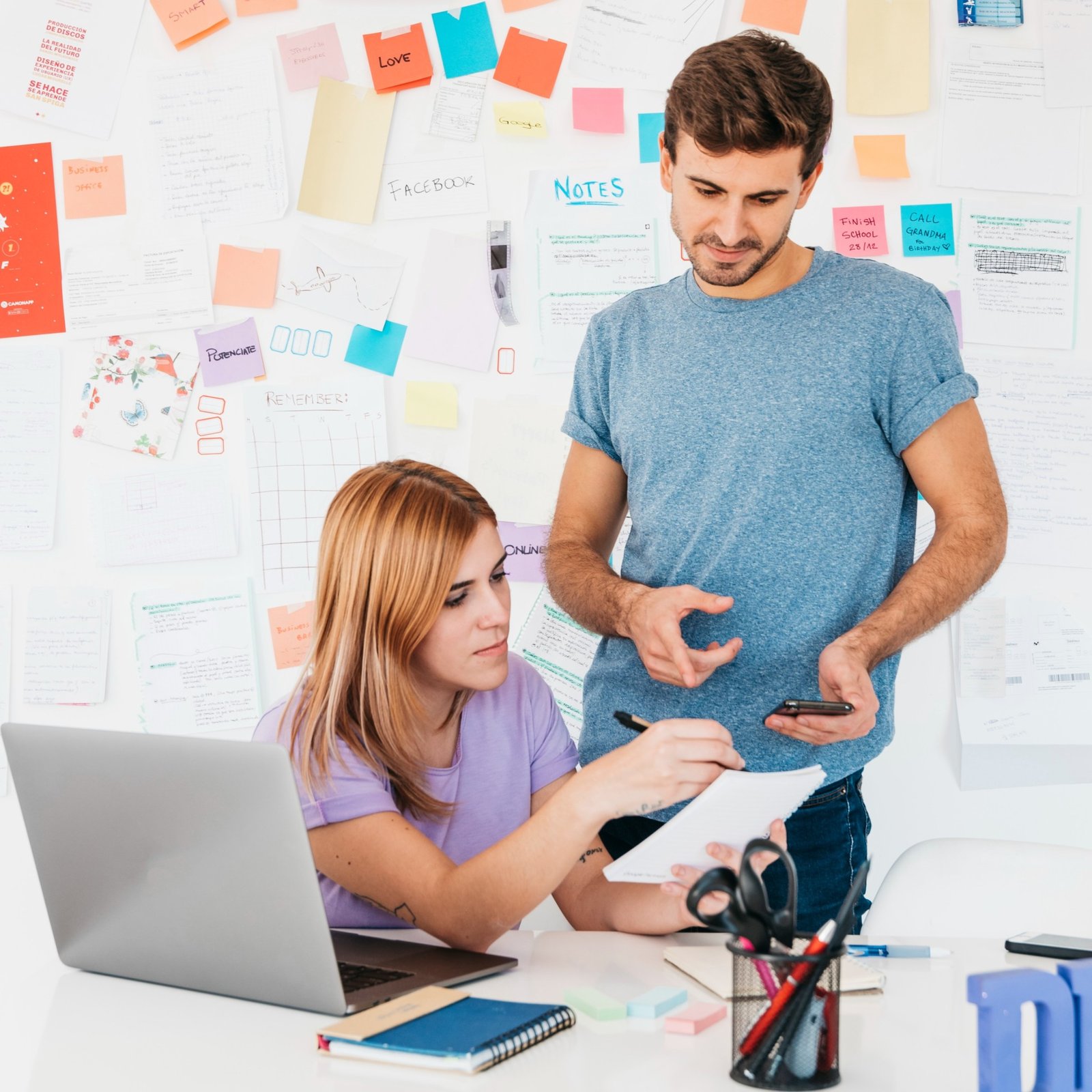 Professionals collaborating on digital projects and business strategy